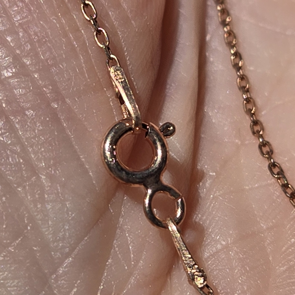 Emerald sterling & rosegold tripple Heart Necklace 16" - Picture 7 of 7